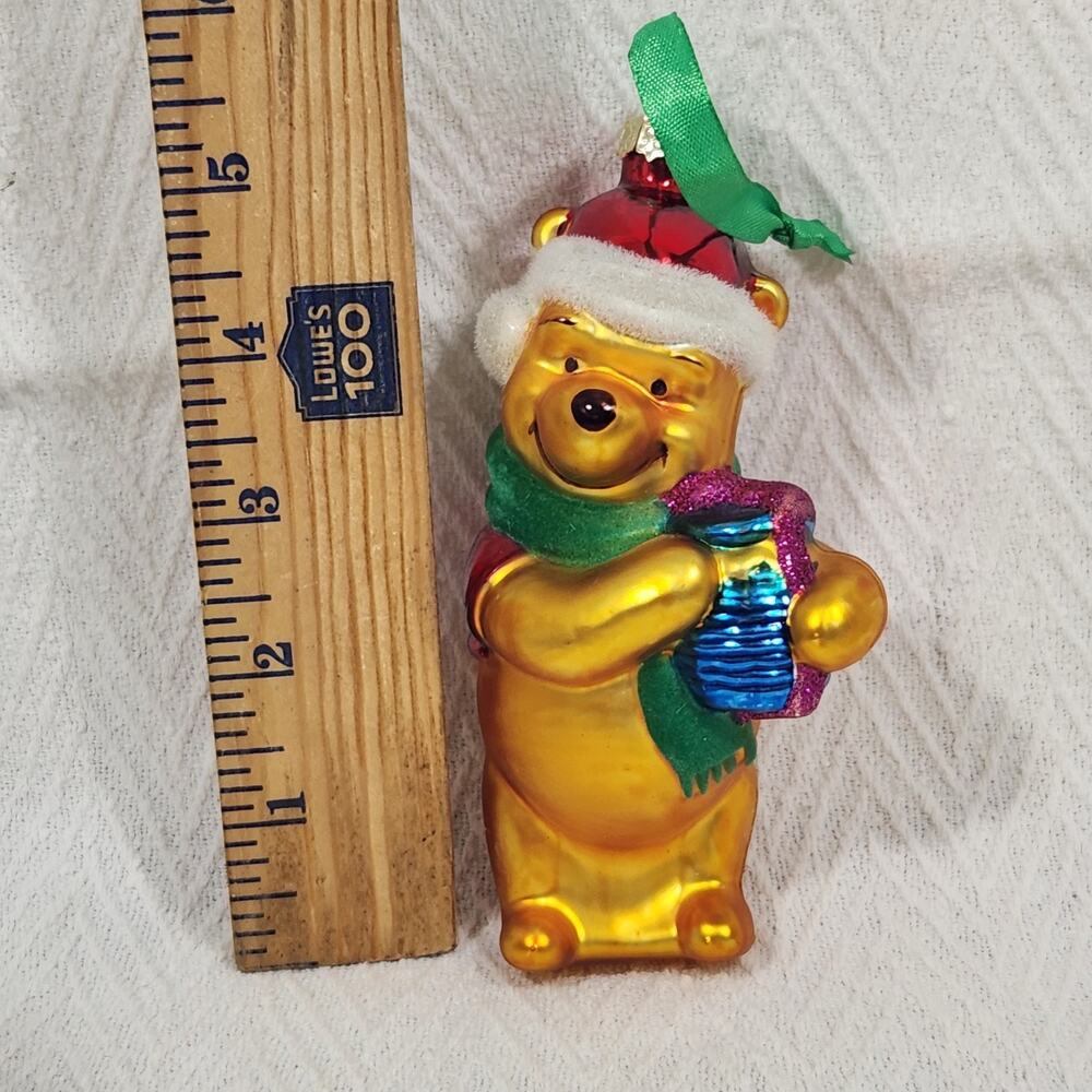 Disney Pooh Bear Blown Glass Christmas Tree Ornament Decor Flocked Box Honey - Picture 13 of 13